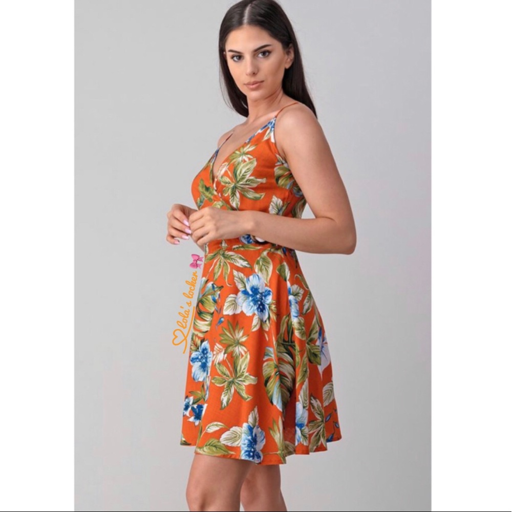 Tropical Floral Print Mini Dress - Picture 6 of 8